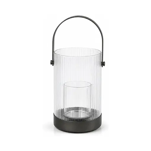 Luma Ribbed Glass Lantern shown in a clean full product view
